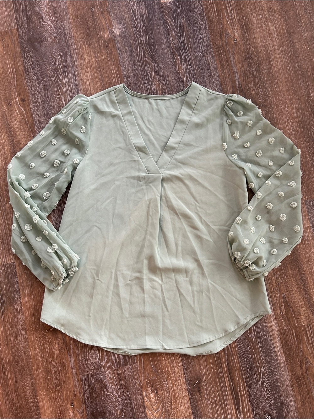V-Neck Long Sleeve Women's Top in Sage Green
